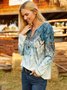 Regular Fit Half Open Collar Ethnic Boho Top