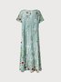 JFN Henley Floral Loose Pockets Casual Midi Dress