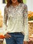 Casual Crew Neck Geometric Ombre T-Shirt