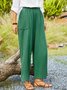 Casual Plain Pockets Linen Pants