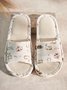 Rose Cat Alphabet Sailboat Print Indoor Non-slip Linen Slippers