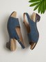 JFN Retro Solid Simple Open Toe Chunky Heel Sandals