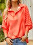 Stripes V Neck Casual Long Sleeve Blouses