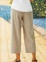 JFN Cotton Plus Size Elastic Waist Solid Short Pants