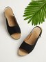 JFN Retro Solid Simple Open Toe Chunky Heel Sandals