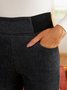 High Waist  Warmth Plain Denim Casual  Tight Jeans