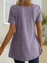 JFN V Neck Cut-out Basic Plain Casual Short Sleeve T-Shirt/Tee