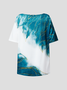 JFN V Neck Loose Ombre Casual T-Shirt