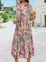 Loosen Casual Floral Short Sleeve Woven Dress
