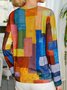 Casual Colorblock Crew Neck T-Shirt