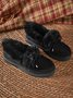 Women Winter Christmas Black Faux Fur Flat Heel Snow Boots