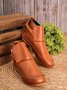 JFN  Women Casual Comfy Daily Adjustable Soft Leather Booties