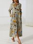 Long Sleeve Shirt Collar Casual Weaving Dress