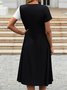 JFN V Neck Color Block Floral  Casual Midi Prom Dress