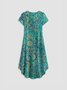 JFN Round Neck Ombre Paisley Boho Vintage Midi Dress