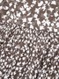 Brown Three Quarter V Neck Floral Shining Midi Smock Dress