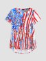 JFN Round Neck American Flag Casual Tunic Tops
