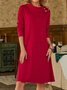 Loose Buttoned Crew Neck Urban Dress