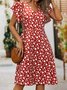 JFN V Neck Floral Short Sleeve Casual Mini Dress