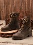 Retro Stitching Lace-up Zipper Boots