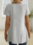 JFN V Neck Cut-out Basic Plain Casual Short Sleeve T-Shirt/Tee