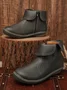 Women Christmas Hemmed Zip Casual Plain Round Toe Short Boots With Flat Heel