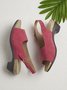 JFN Retro Solid Simple Open Toe Chunky Heel Sandals