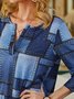 Geometric Shawl Collar Loose Casual Top