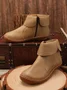 Women Christmas Hemmed Zip Casual Plain Round Toe Short Boots With Flat Heel