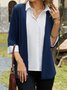 Color Block Loose Shawl Collar Buttoned T-Shirt Fake Two Piece