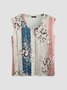 JFN Floral Casual Vacation Regular Fit V Neck Knit Tank & Cami