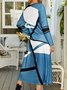 Jersey Geometric V Neck Dress