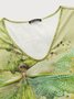 Casual Dragonfly Print Short Sleeve Loose Knit T-Shirt
