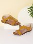 Women's Comfy Orthotic Sandals Women's Arch Support Flat Sandals Orthopedic Sandals JFN Women Retro Solid Color Casual Simple Velcro Strappy Sandals