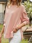 Round neck split metal clasp loose sweatshirt