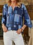 Geometric Shawl Collar Loose Casual Top