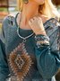 Ethnic Print Round Neck Top