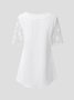 JFN Square Neck White Lace Patchwork Daily Sweetheart Neckline Tunic Blouse