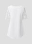 JFN Square Neck White Lace Patchwork Daily Sweetheart Neckline Tunic Blouse Dressy Tunic Top
