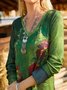 V Neck Regular Fit Casual Dress