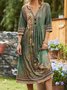 Floral  V Neck Casual Jersey Dress