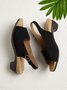 JFN Retro Solid Simple Open Toe Chunky Heel Sandals