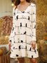 Cute Cat Long Sleeve Cotton-Blend Knitting Dress