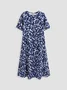 Ditsy Floral JFN Round Neck Casual Midi Dress