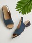 JFN Retro Solid Simple Open Toe Chunky Heel Sandals