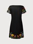 JFN Square neck Floral Elegant Casual Mini Prom Dress