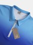 Casual Art Collection Gradient Pattern Lapel Long Sleeve Polo Print Top