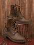Retro Stitching Lace-up Zipper Boots