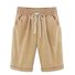 JFN Elastic Waist Solid Causal Pockets Shorts