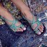 JFN  Plus Size Women Sandals Handmade Beach Flat Sandals